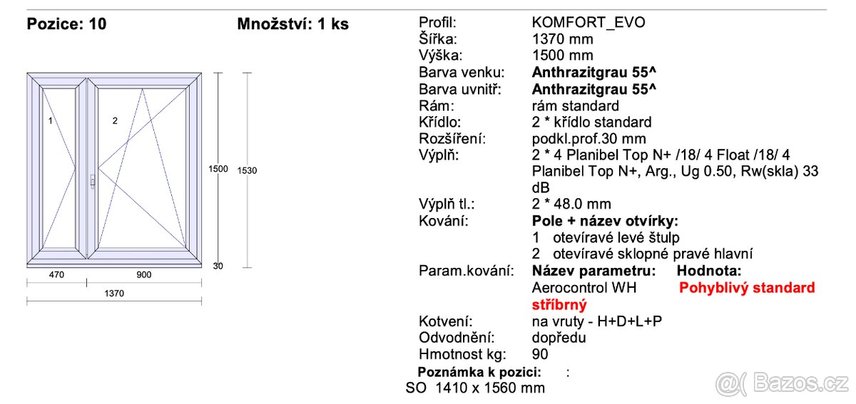 Zánovní okno VEKRA