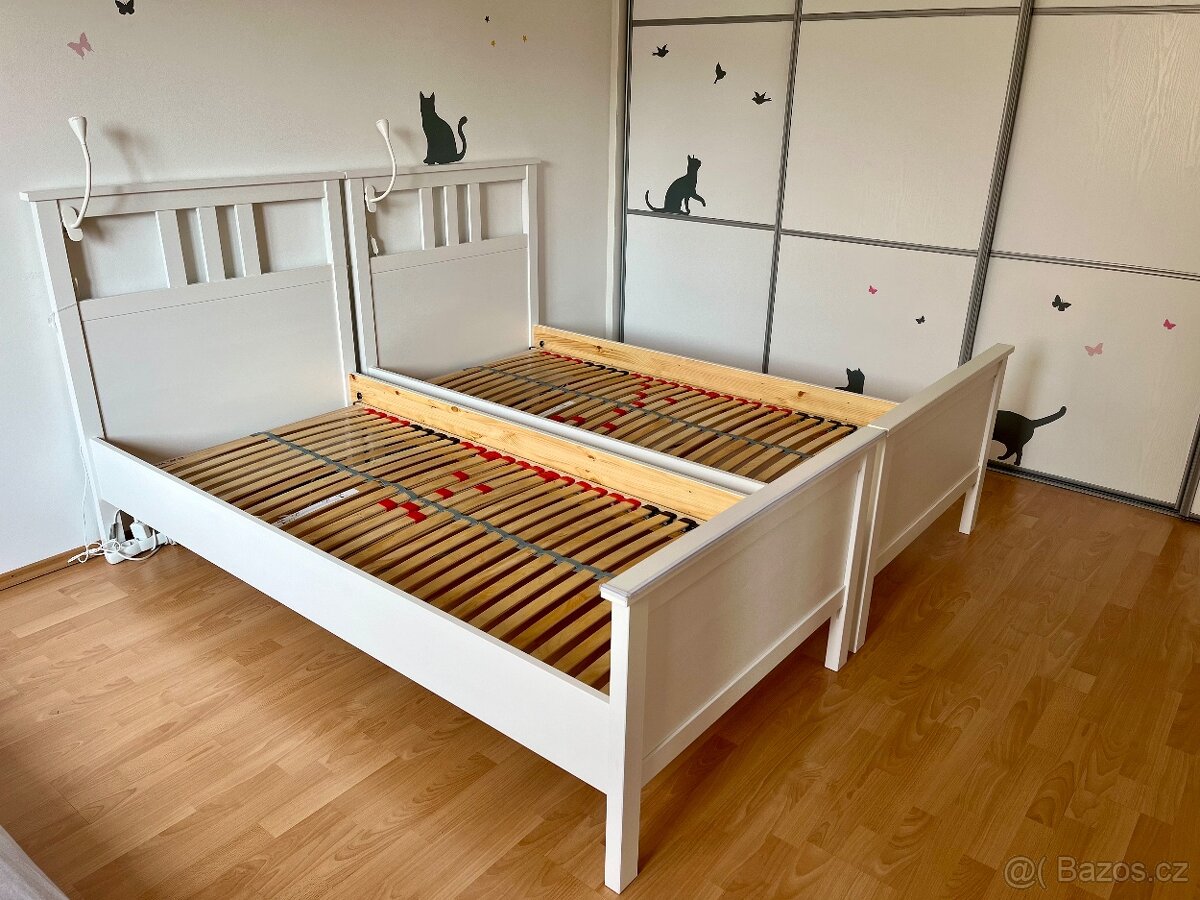 2x postel Ikea Hemnes s roštem