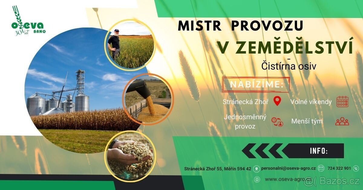 Mistr provozu v zemědělství - čistírna osiv