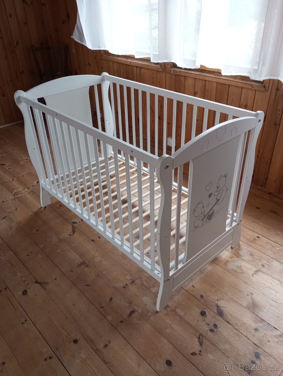Dětská postýlka Bobas Máša, medvídek bílá