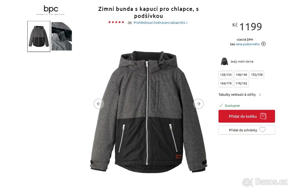 Chlapecká zimní bunda Bonprix 176/182