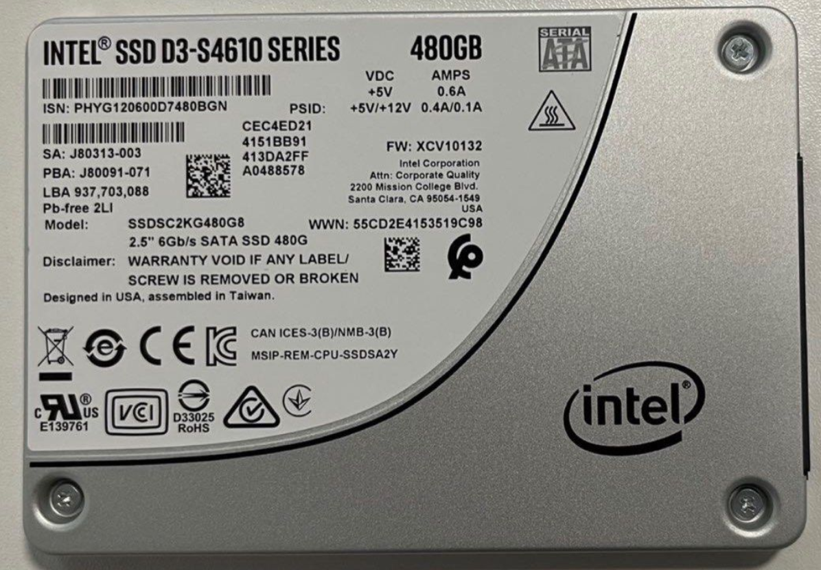 SSD 480GB 2.5” SATA 6Gb/s 7mm Intel SSD DC S4610