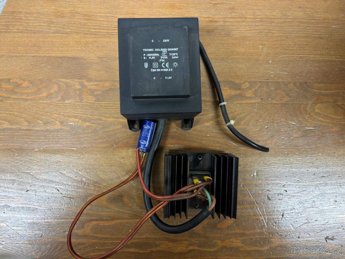 Zdroj napětí 230V-12VAC + měnič 12VAC na 12VDC