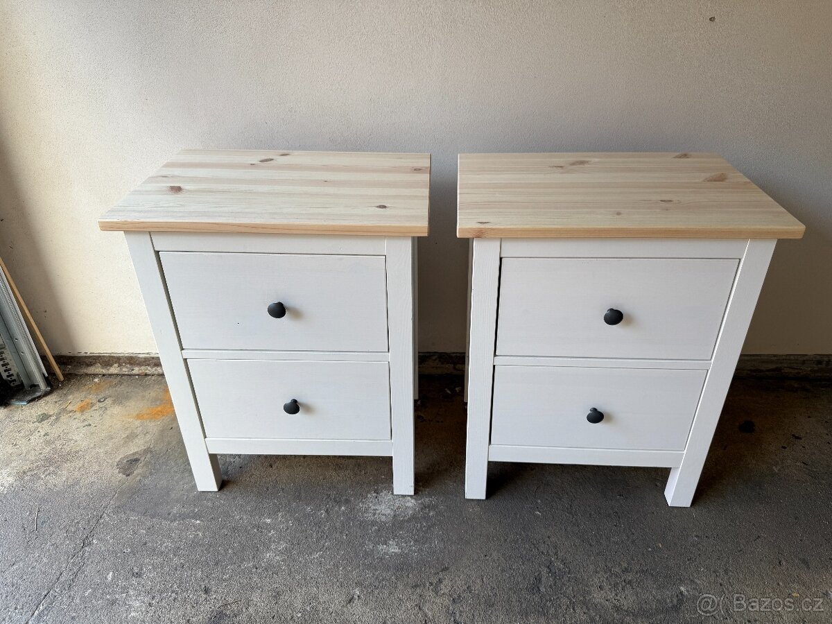Noční stolky IKEA Hemnes - bíl. mořidlo - 2 ks.