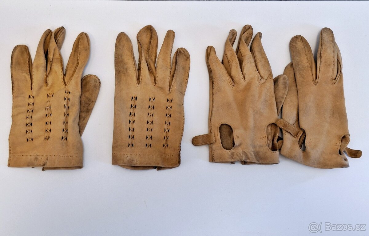 Retro kožené rukavice 2 páry