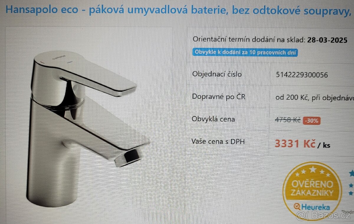 Hansa polo eco - páková umyvadlová baterie NOVÁ