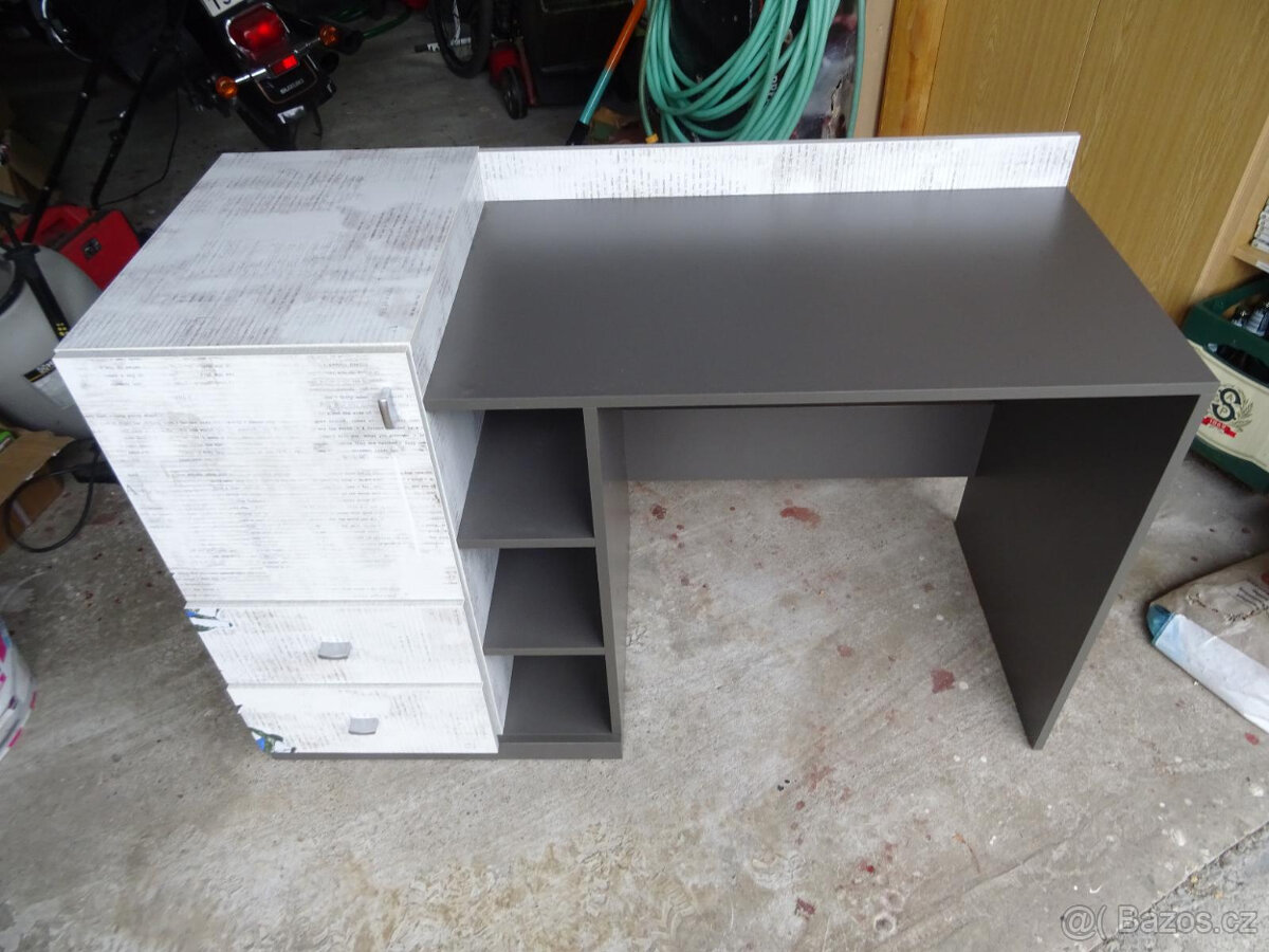 Tablo - psací stůl, 1x dveře, 2x zásuvka (grafit/enigma)