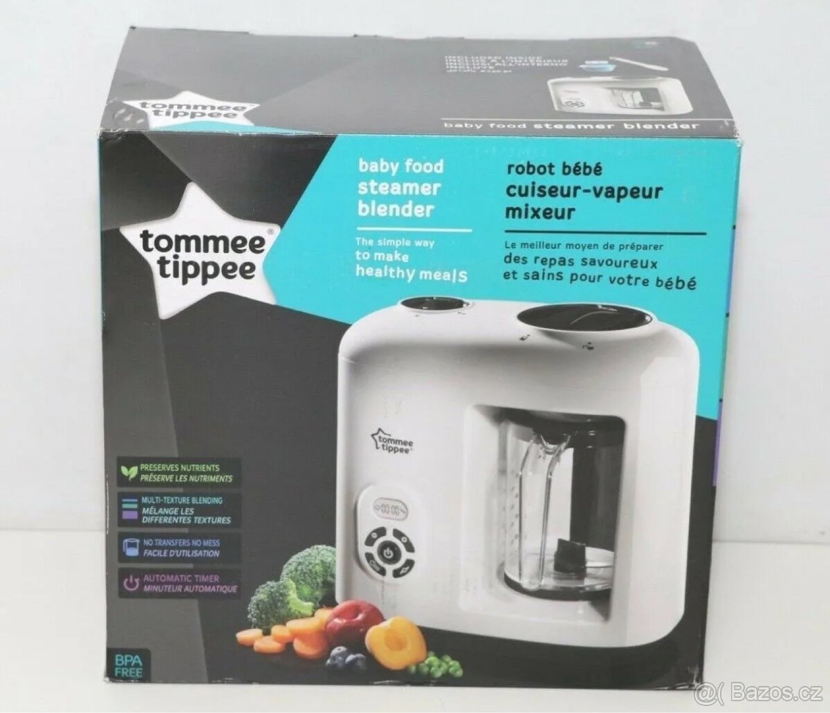 Parní vařič a mixer pro dětskou výživu.