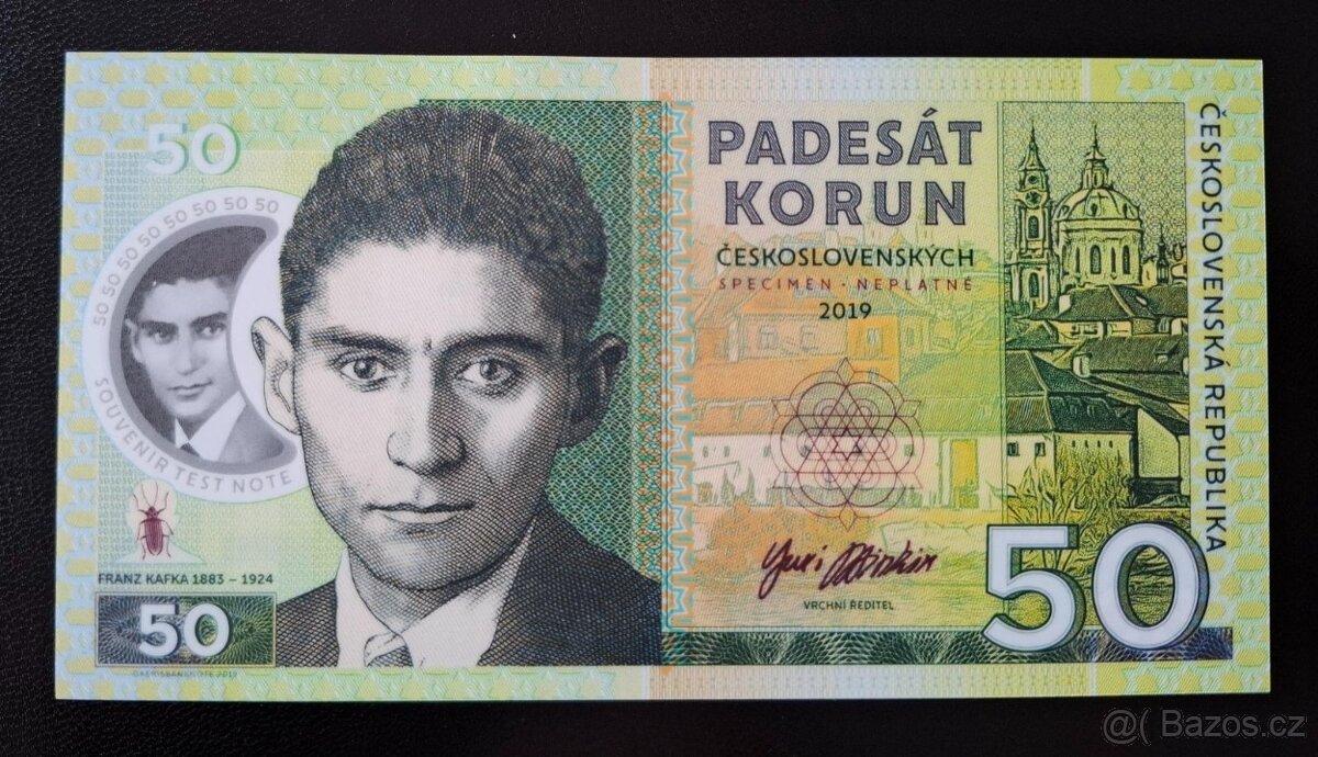 Polymerová bankovka 50 korun, Franz Kafka, 2019, Gábriš, UNC