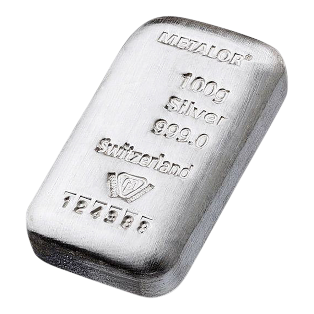 Stříbrný slitek Metalor 100g