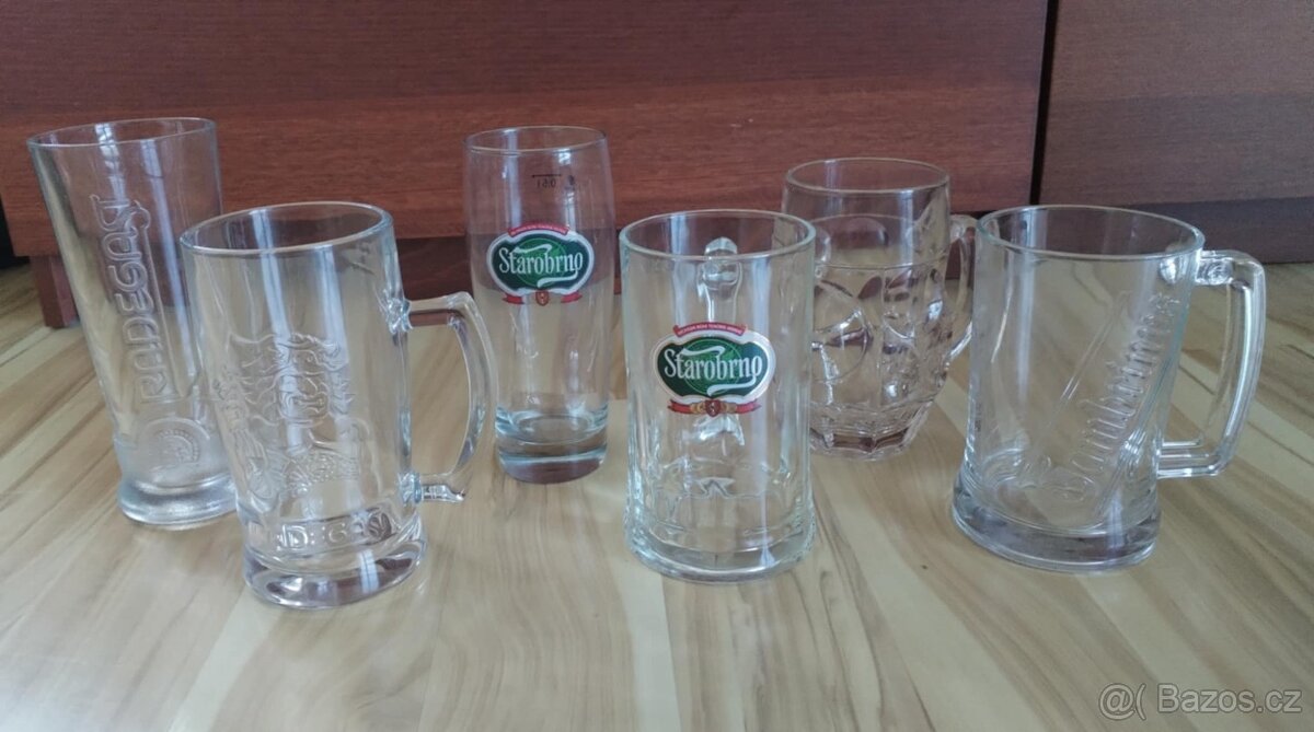 4x krygl a 2x pivní sklenice Starobrno, Radegast