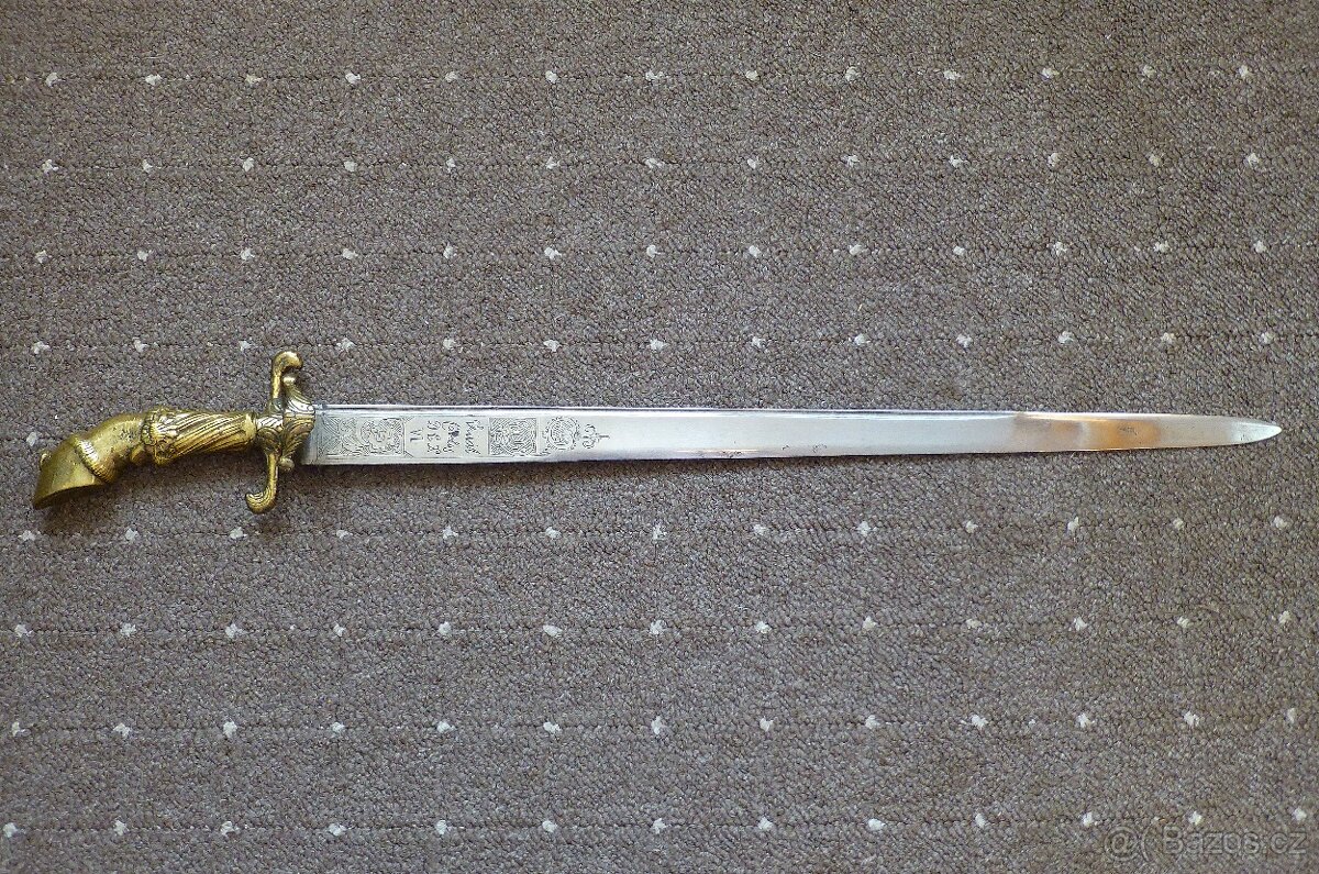 Lovecký tesák - Asi 18. století - Rytá čepel