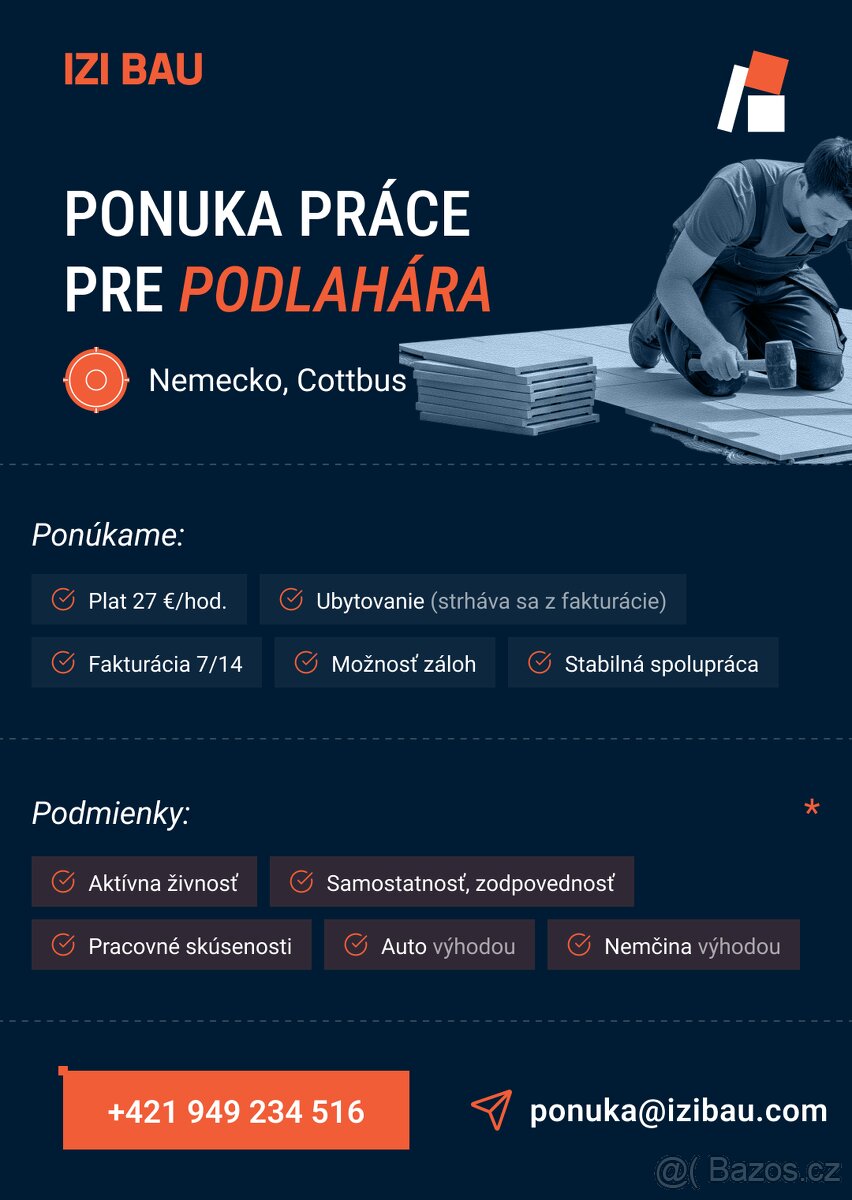 Nabídka práce Německo – podlahář (27€ / hod )