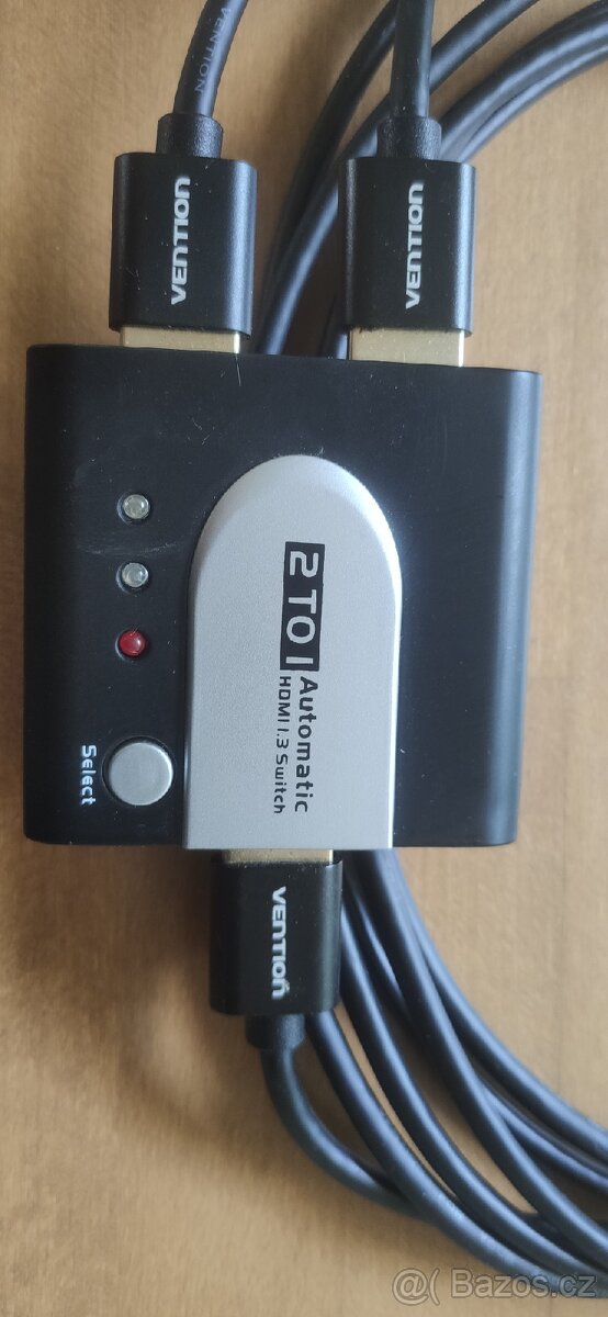 HDMI switch Vention 2v1 / 1v2 (obousměrný) + kabely