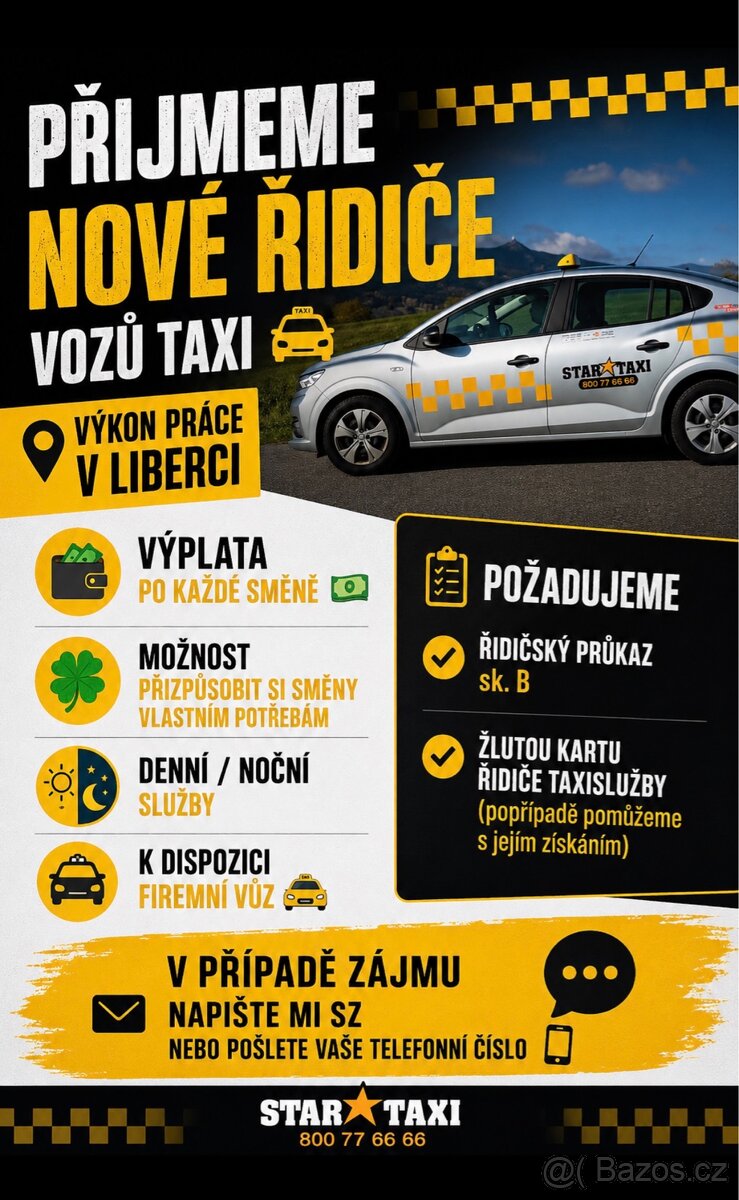 Přijmeme řidiče taxi
