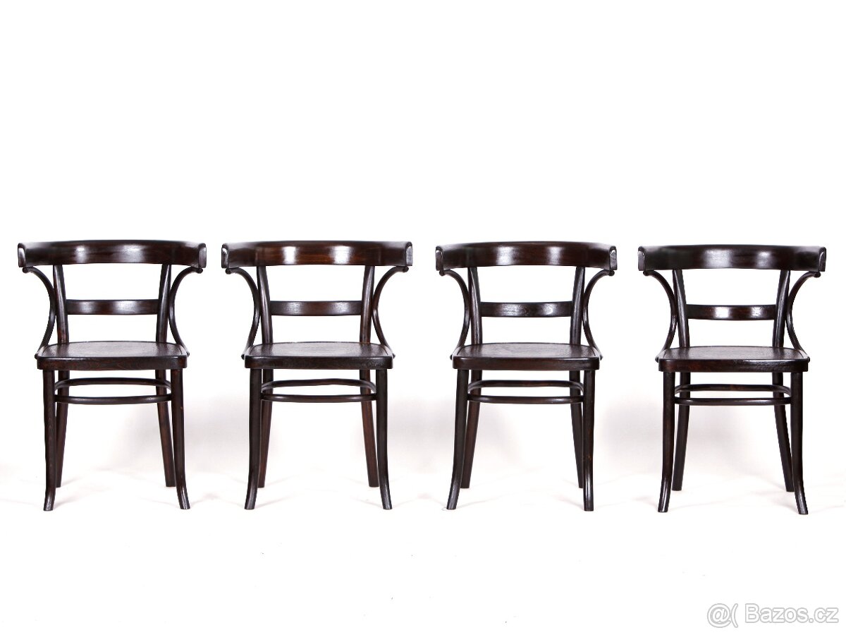 Luxusní starožitná křesílka, židle THONET, 4 kusy, 1930.