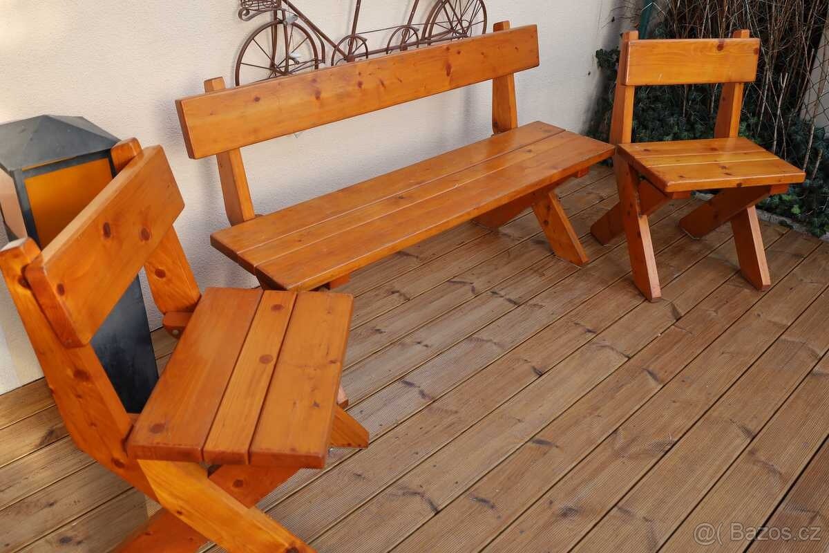 VÍKENDOVÁ SLEVA Zahradní nábytek dřevěný masiv 4cm silný