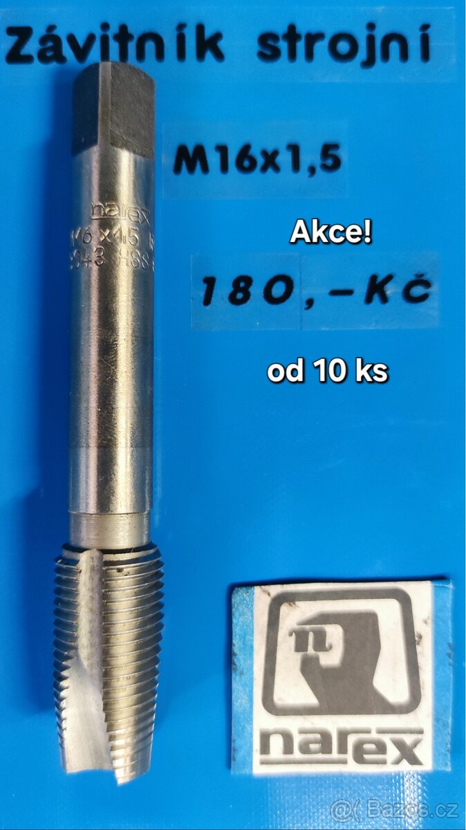 Strojní závitník M16 x1.5. Narex CZ.