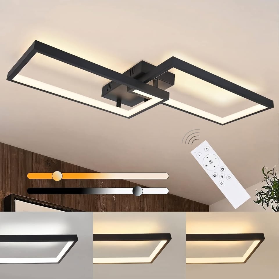 Černé moderní stropní stmívatelné LED svítidlo - obdélníky