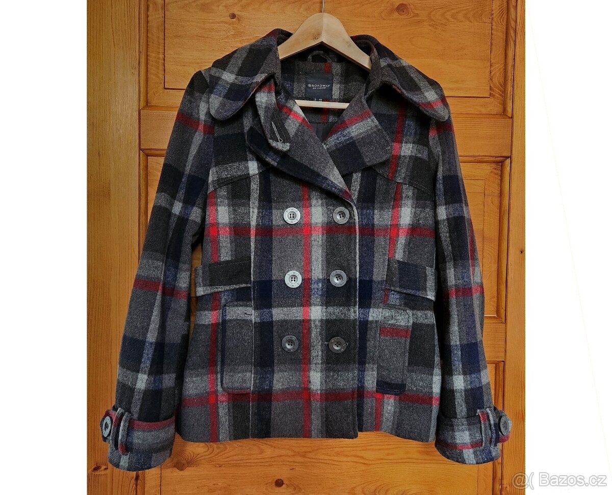 Dámský Kostkovaný krátký Kabát vel. 38-40 / M