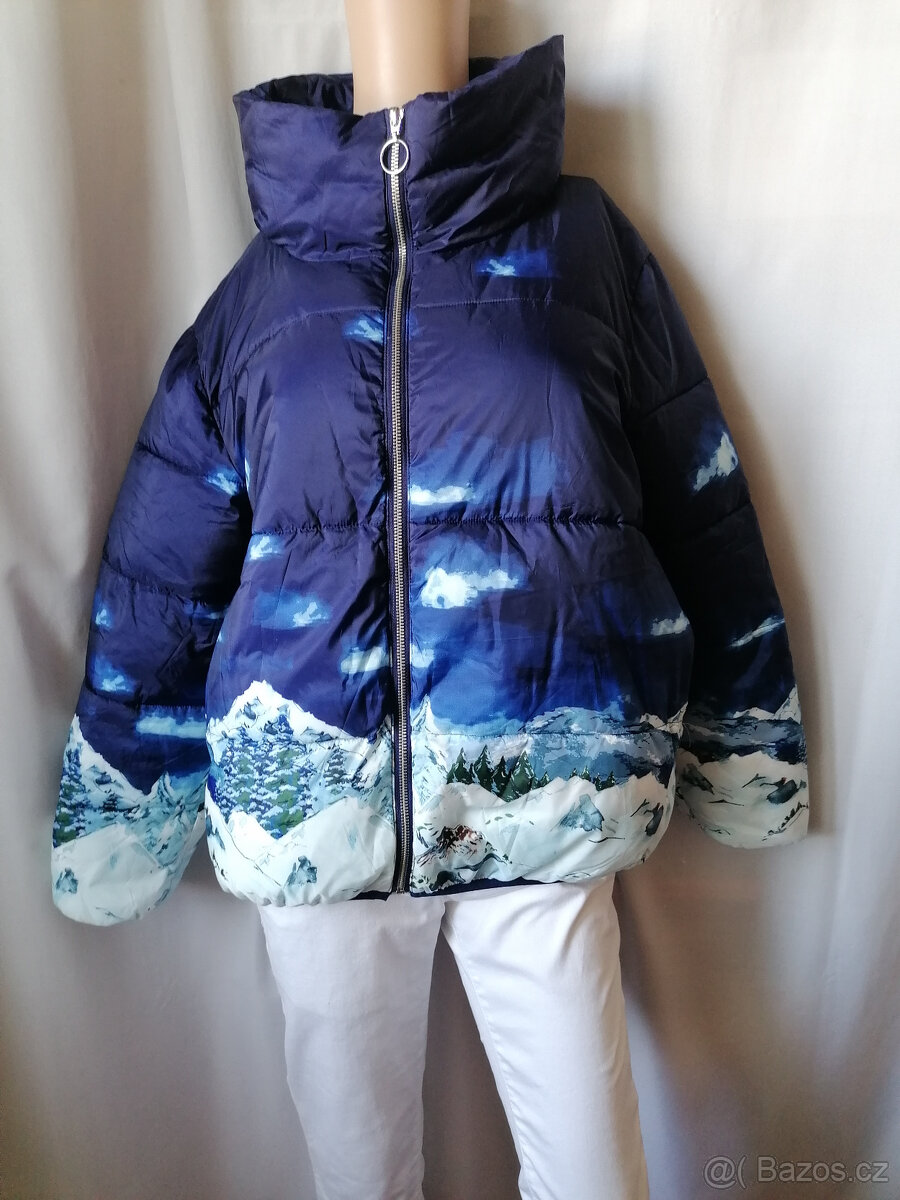 Dámská zimní bunda s motivem zasněžené krajiny