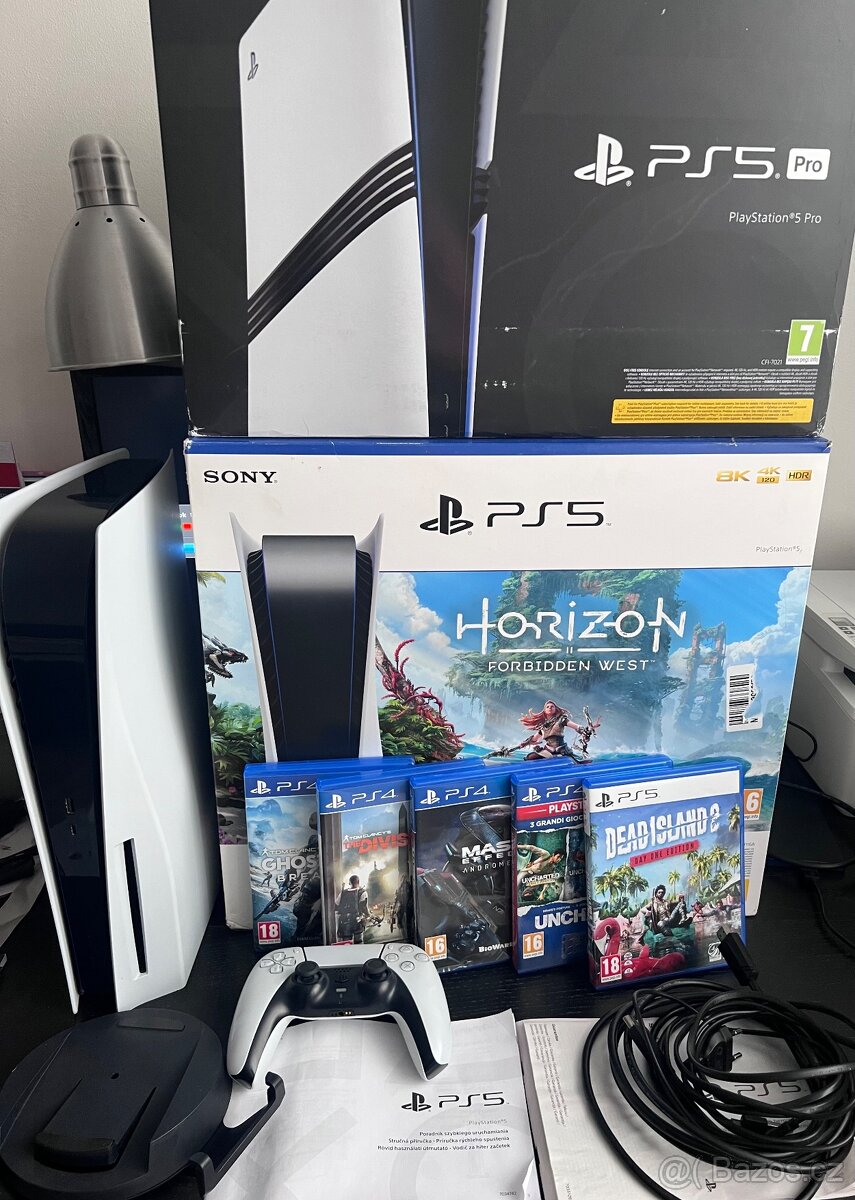 PS5 s mechanikou + 5 her + příslušenství
