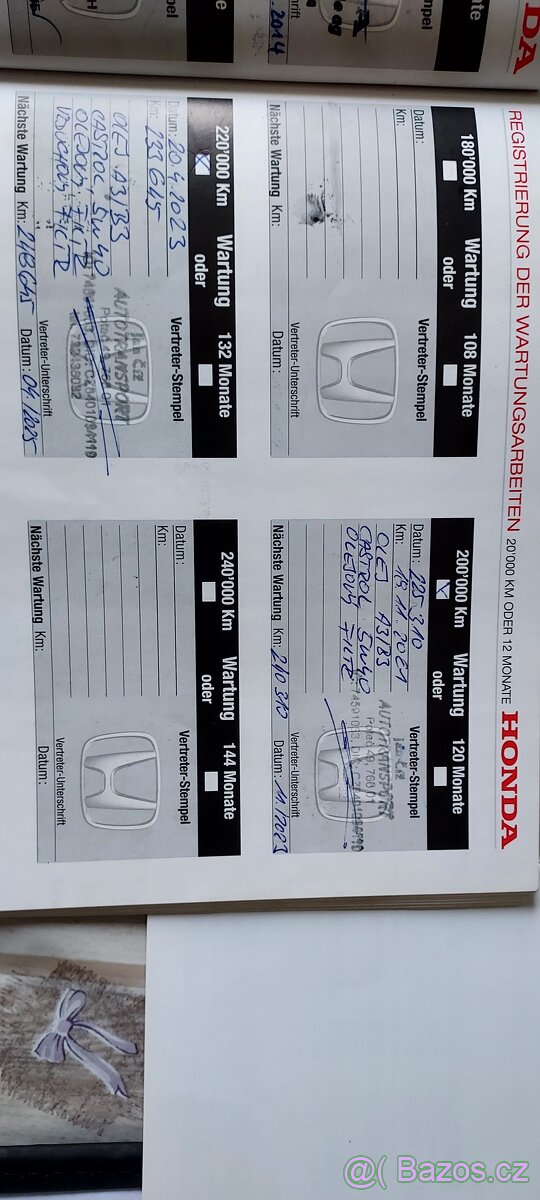 HONDA CrV 2,2 CDTi/5,9L Švýcarsko