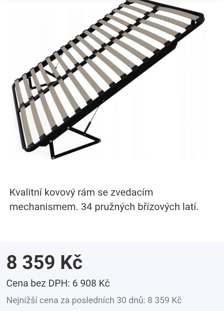 Kov zvedací rošt 140x200 s písty NOVÝ