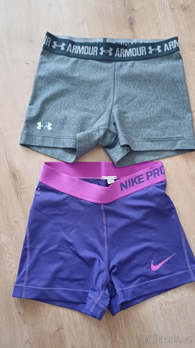 Krátké leginy vel S Nike Pro a Under Armour
