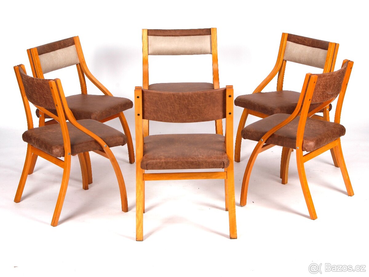 Designové jídelní židle, návrh L.Volák, TOP stav, 6 ks.