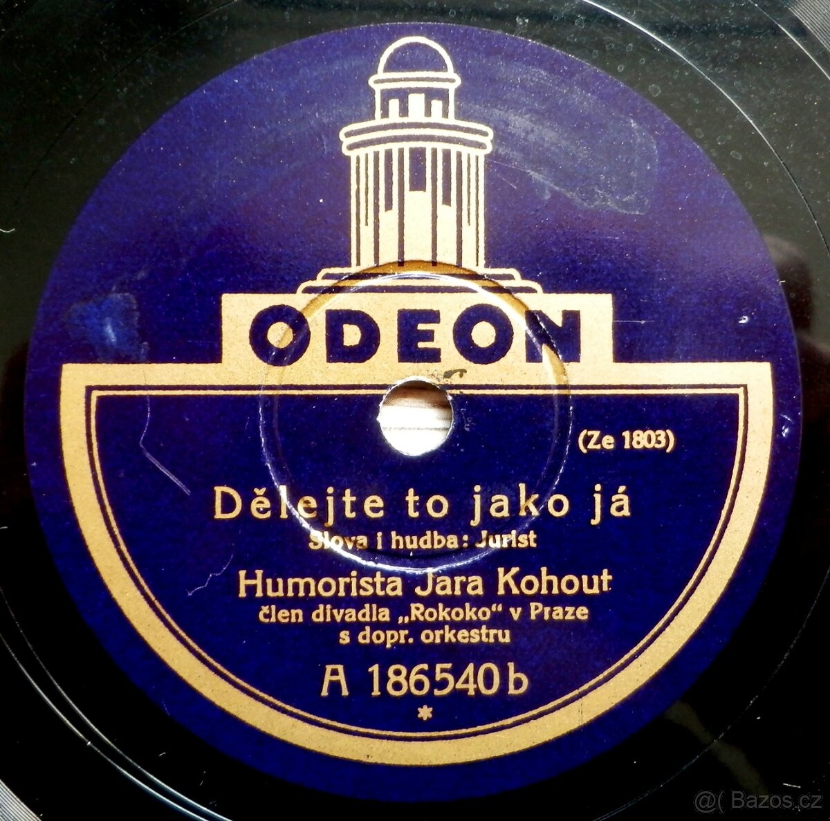 Jára Kohout – starožitná šelaková gramodeska z roku 1928