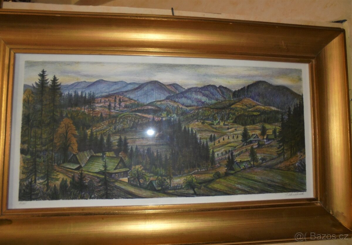 Jan Hrnčárek-litografie 81/200, malíř z Valašska (1918-2009)