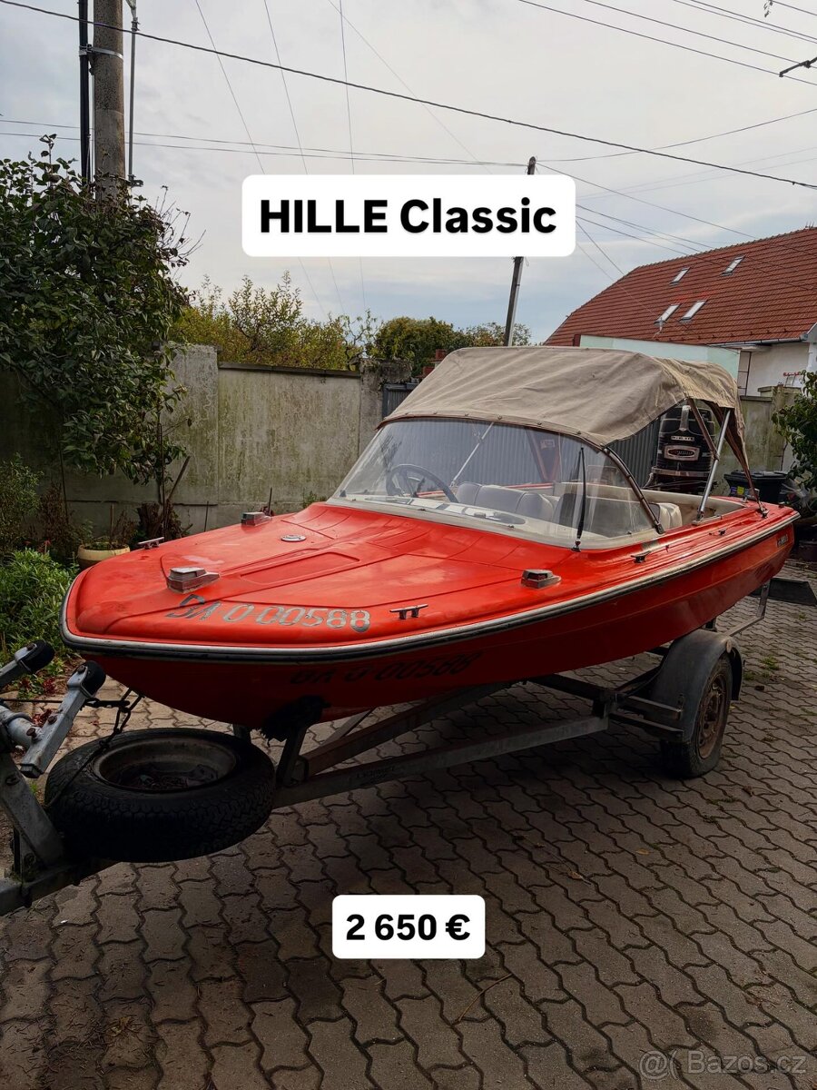 Člun / loď HILLE Classic + 2x motor (65HP +4HP) + Vozík s TP