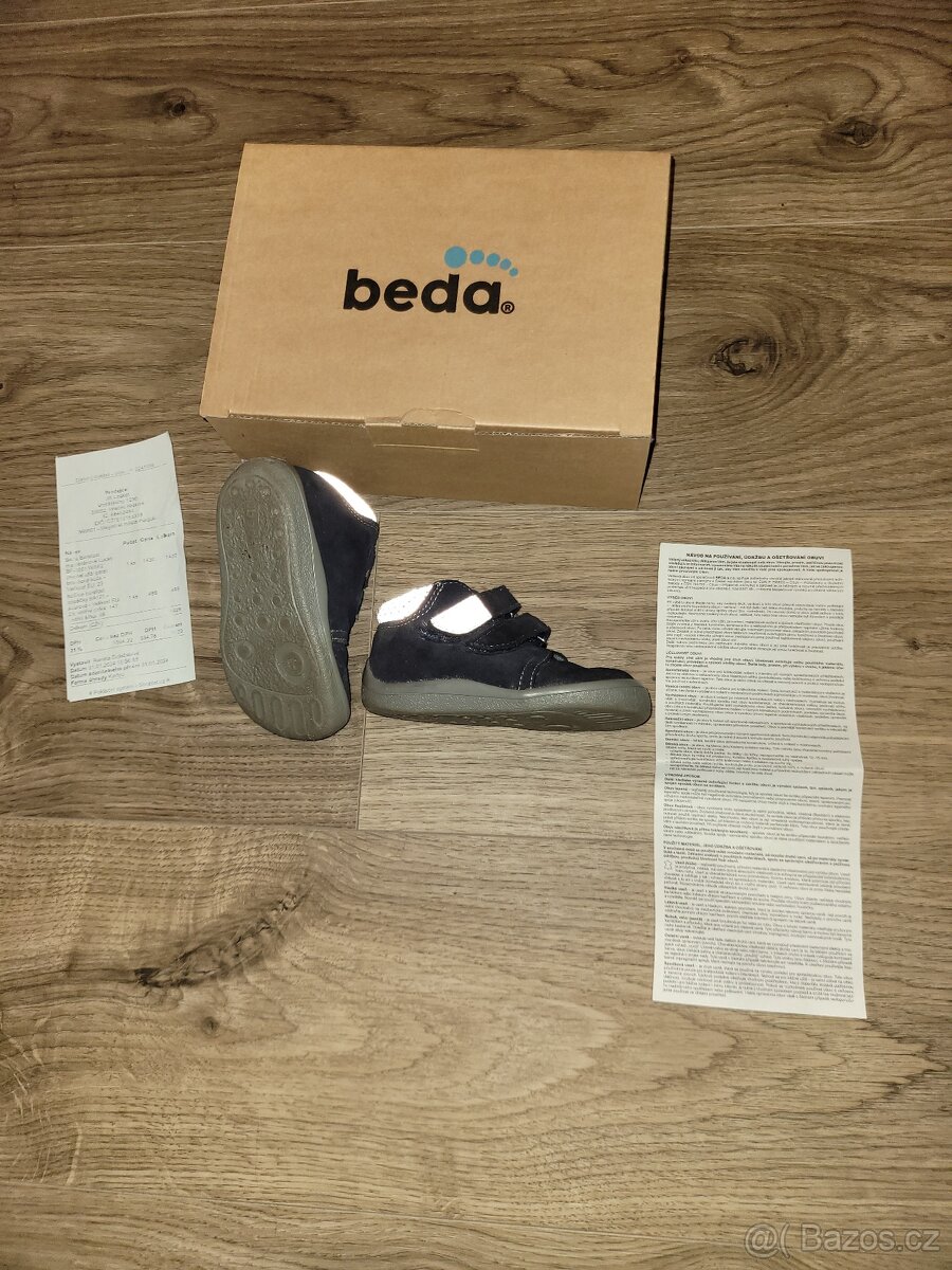 celoroční boty Barefoot Beda, kotníkové kožené boty Beda