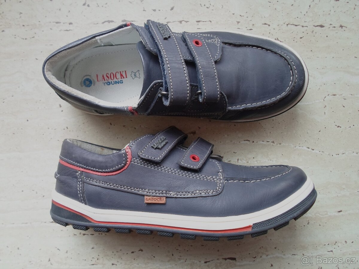 Modré boty polobotky kožené - 35 nové