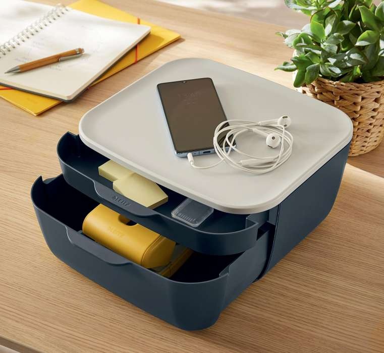 Šedý zásuvkový box Leitz Cosy kancelář organizer stůl