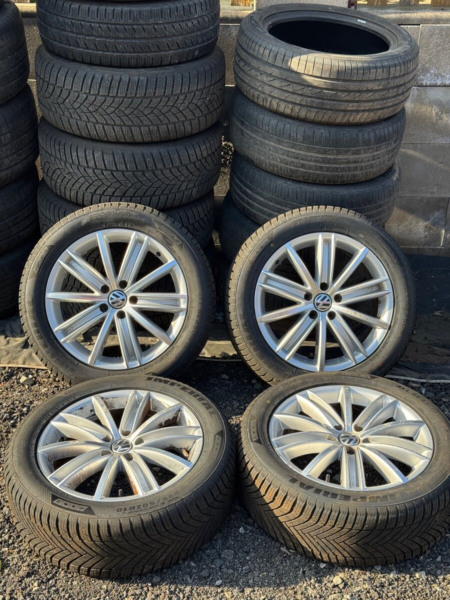 18" Originální ALU kola VW - nové celoroční pneu