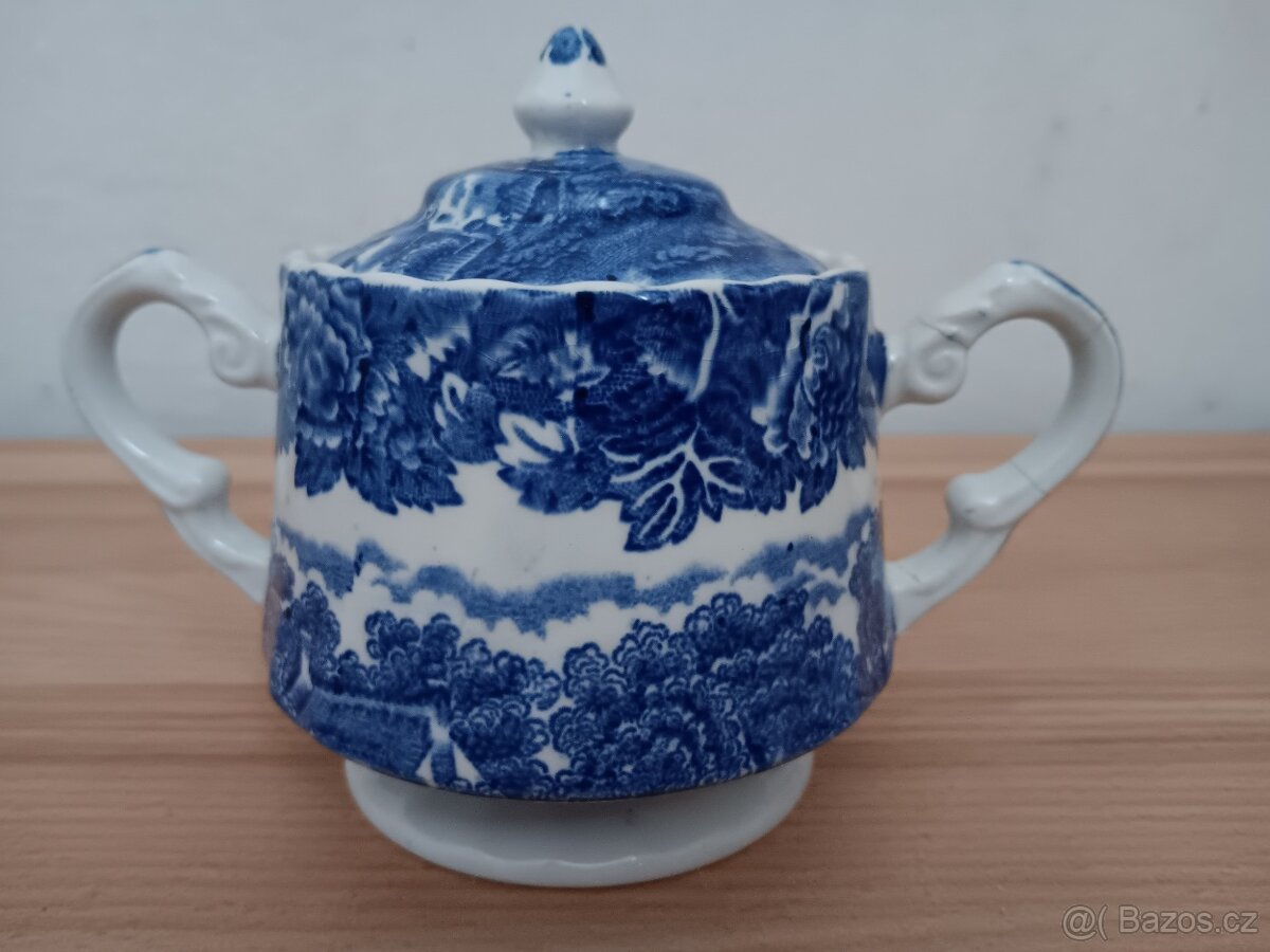 Cukřenka anglický modrobílý porcelán