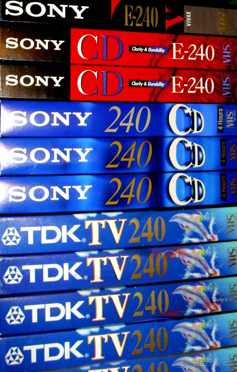 Značkové VHS kazety BASF, MAXELL, SONY, TDK a.j.