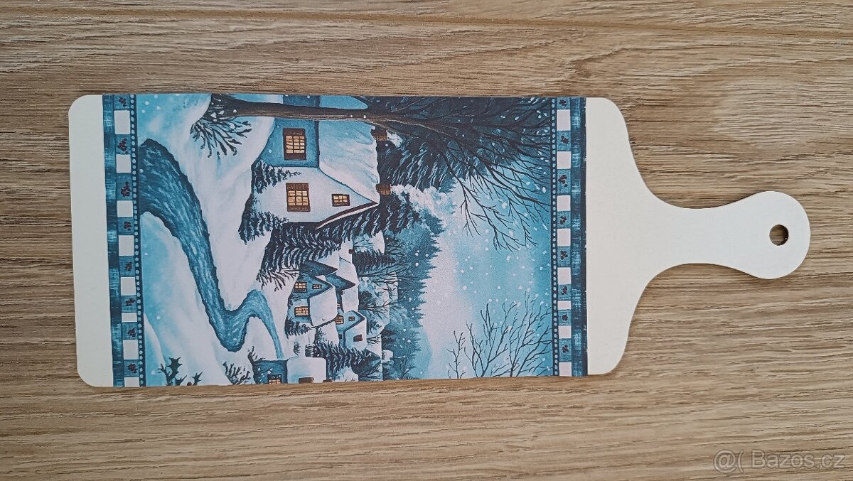 Dekorační prkénka zimní chalupa