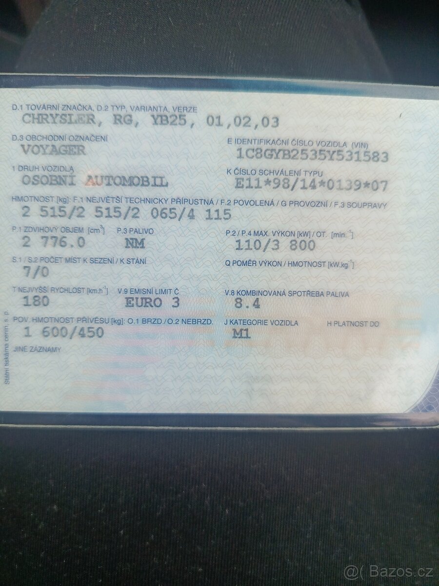 Prodám Chrysler Voyager