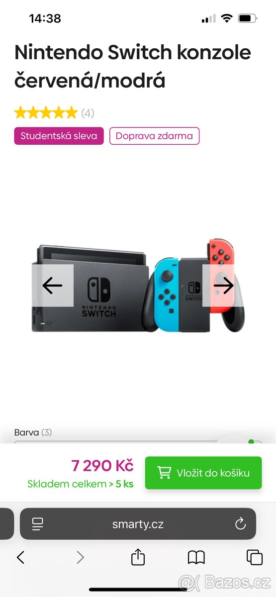 Nintendo Switch 1 - s krabici & nová baterka