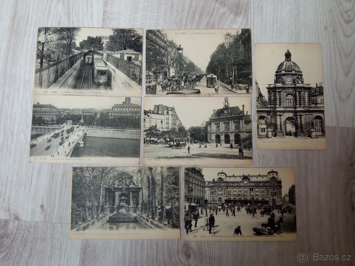 Sada 7 starých pohlednic Paris – Levy Fils & Cie