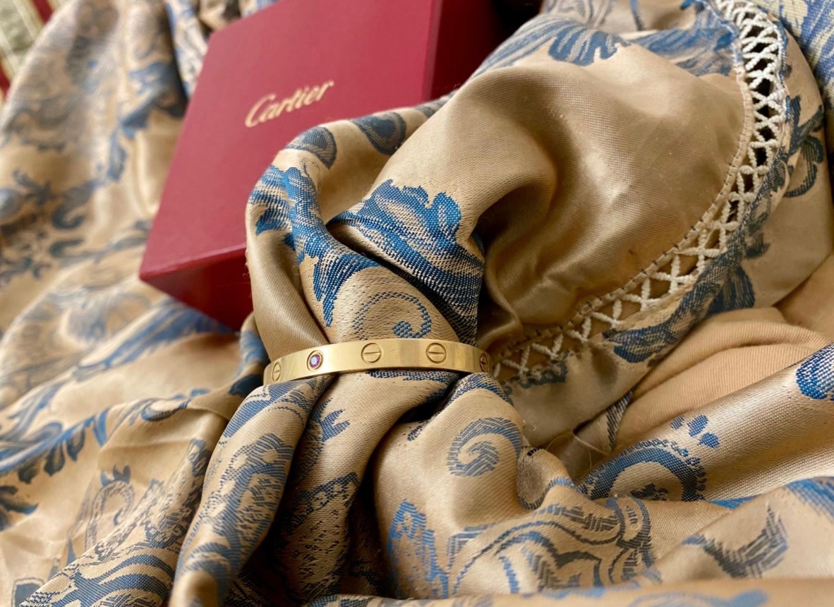 Zlatý náramek CARTIER LOVE s diamantem a účtem