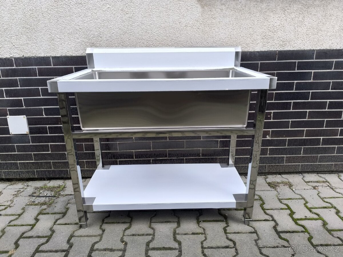 Nerezový gastro jednodřez (bazen) - dřezový stůl 100x60x85