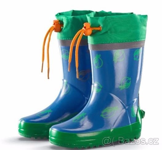 Zelenomodré holiny -gumáky TCHIBO a pogumované teplé sněhule