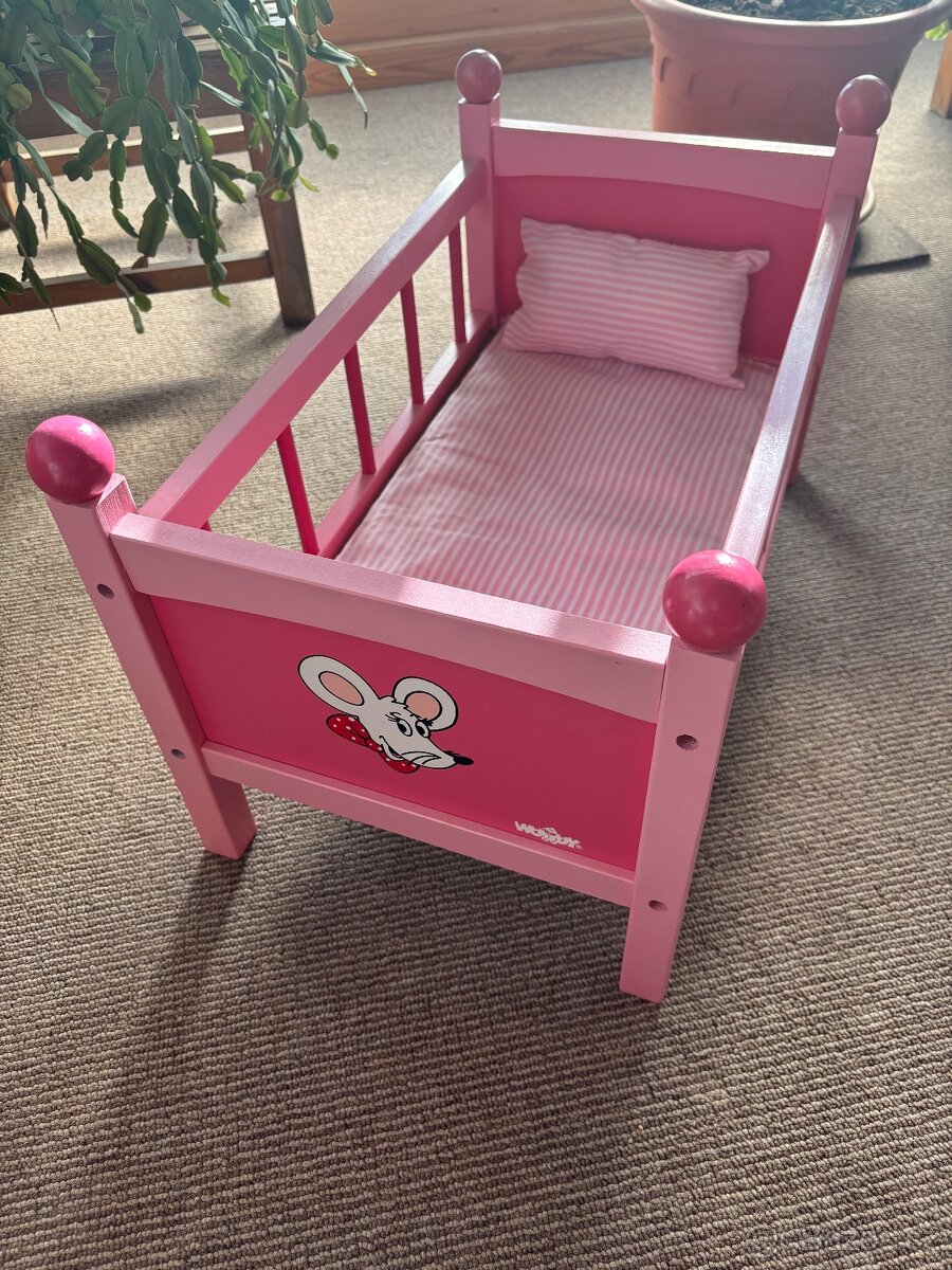 Postýlka pro panenky-drevena 50cm