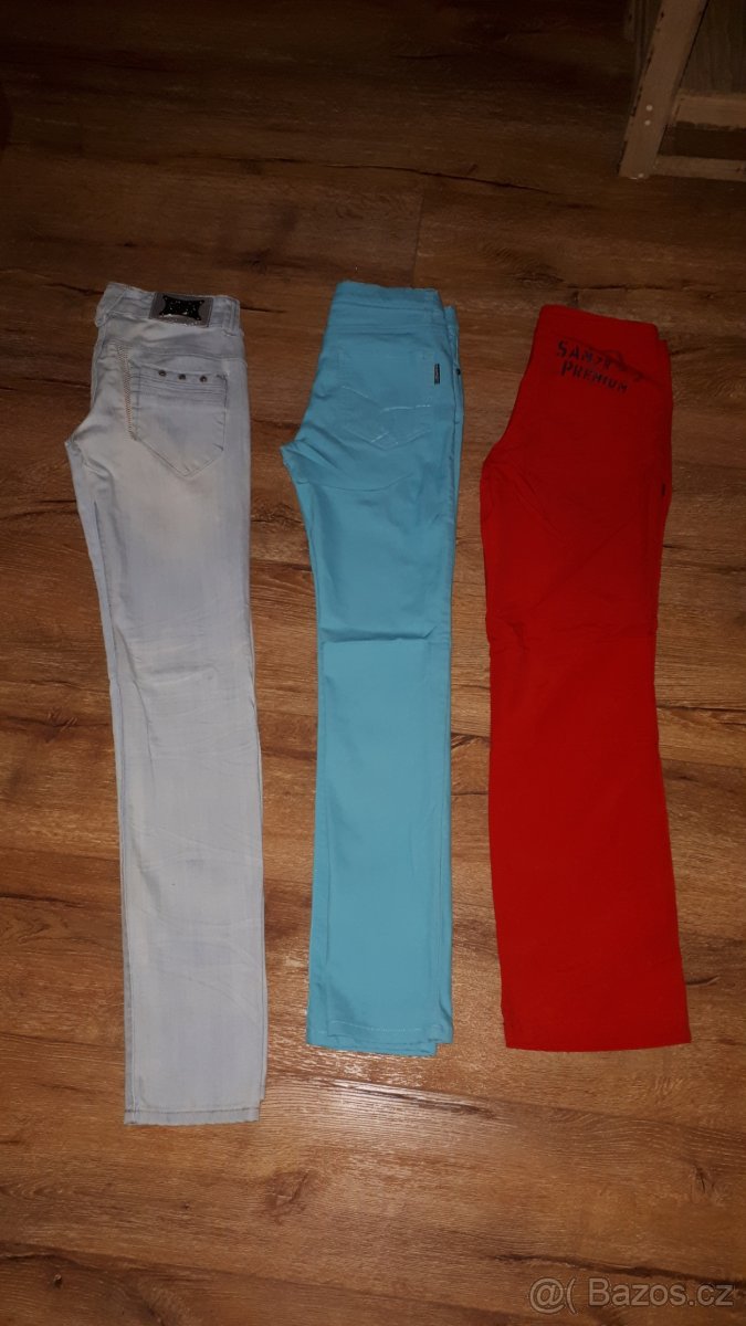 Kalhoty, džíny, plátěné kalhoty vel.152, 164, vel.36