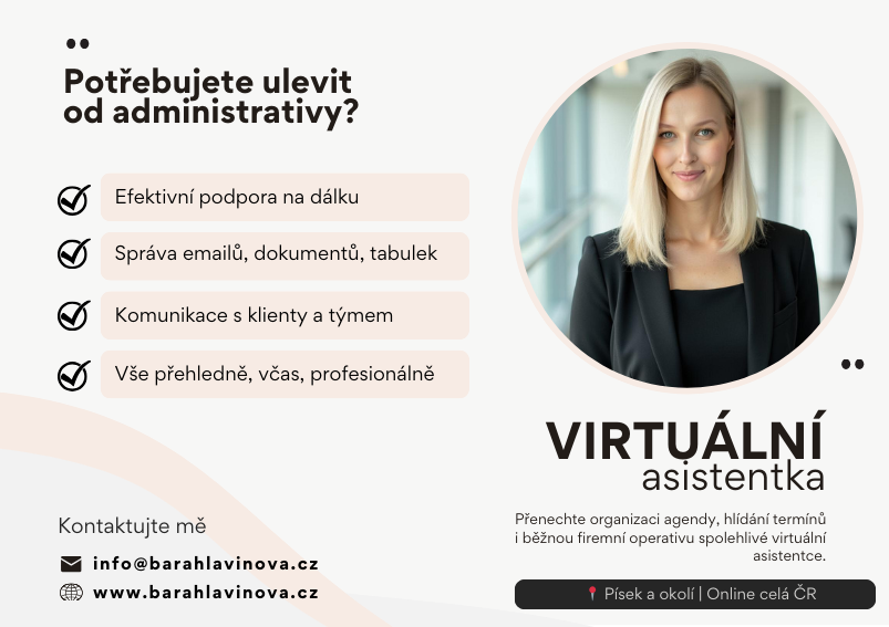 Spolehlivá virtuální asistentka – celá ČR / online