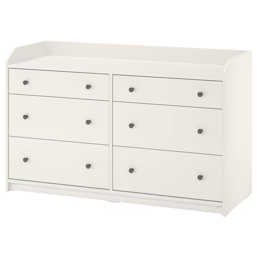 IKEA HAUGA – bílá komoda se 6 zásuvkami – TOP STAV